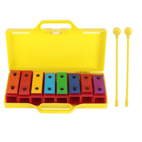 Xylophone à 8 notes avec 2 baguettes - boîte jaune 1