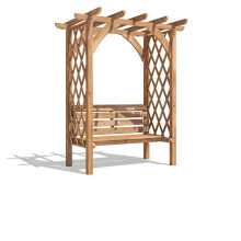 Dunster House Pergola with Bench Jasmine 1.8m x 1.2m Trellis Arbour