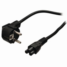 Netzkabel | Netzstecker Stecker | IEC-320-C5 | gewinkelt | gerade | vernickelt | 2,00 m | rund | PVC | schwarz | Boxen