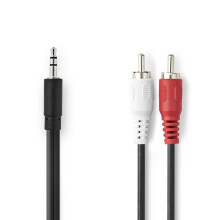 Stereo-Audiokabel | 3,5 mm Hane | 2x RCA Hane | Nickelplaterad | 1,50 m | Rund | Svart | Låda