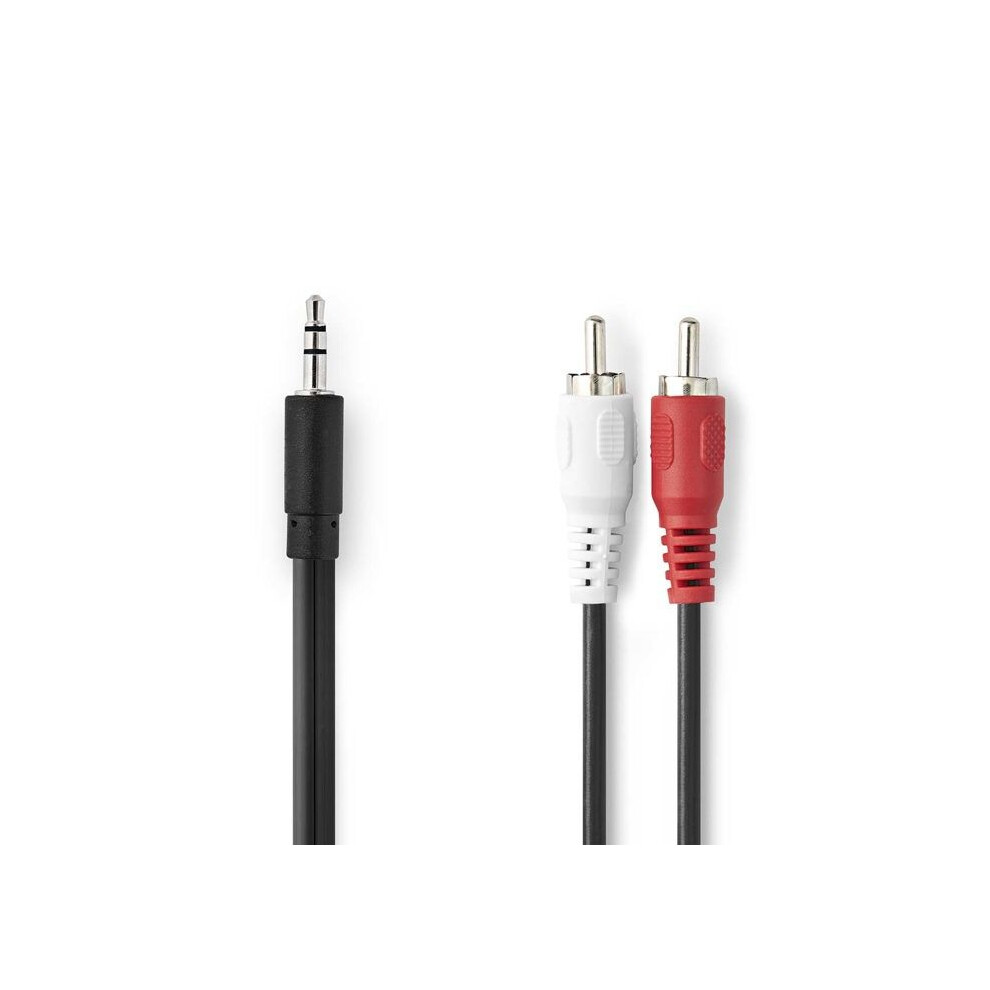 Stereo Audio Cable | 3.5 Mm Male | 2X Rca Male | Nickel Plated | 1.50 M | Round | | Box Black 5412810288168