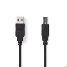 USB-Kabel | USB 2.0 | USB-A Stecker | USB-B Stecker | 480 Mbps | Vernickelt | 2,00 m | Rund | PVC | Schwarz | Box