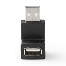 USB-A Adapter | USB 2.0 | USB-A Stecker | USB-A Buchse | 480 Mbps | Rund | Vernickelt | PVC | Schwarz | Box