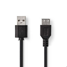 USB-Kabel | USB 2.0 | USB-A Stecker | USB-A Buchse | 480 Mbps | Vernickelt | 2,00 m | Rund | PVC | Schwarz | Box