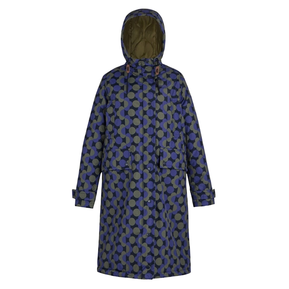 (14 UK, Blue/Dark Olive) Regatta Womens/Ladies Orla Kiely Floral Long Length Waterproof Jacket