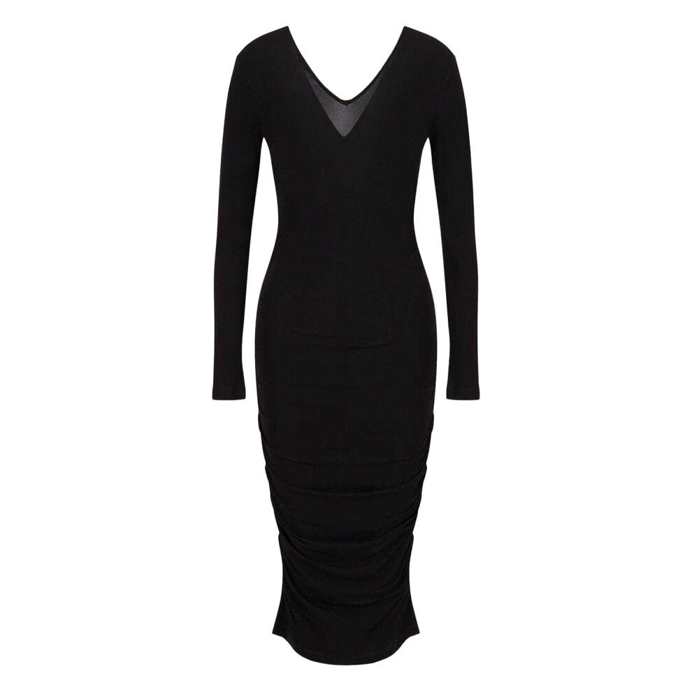 (XL, Black) Armani Exchange Womens/Ladies V Neck Bodycon Dress-image-OPC-PJRVBKB-NEW