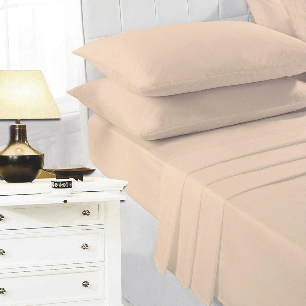 (King, Beige) K Collection percale Percale Fitted Sheet-image-OPC-PJRVPSB-NEW