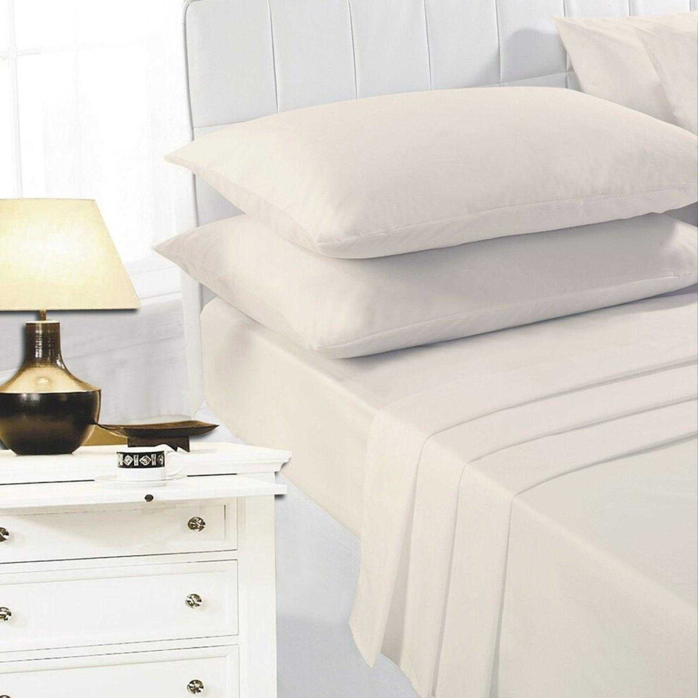 K Collection Cream (Superking, ) Percale Percale Fitted Sheet