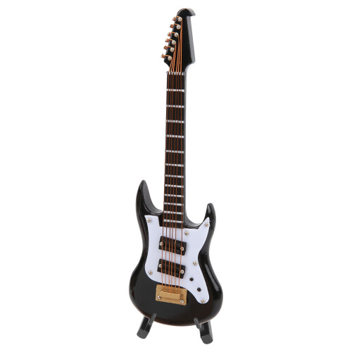 Miniatura di chitarra da scrivania con supporto - Nero