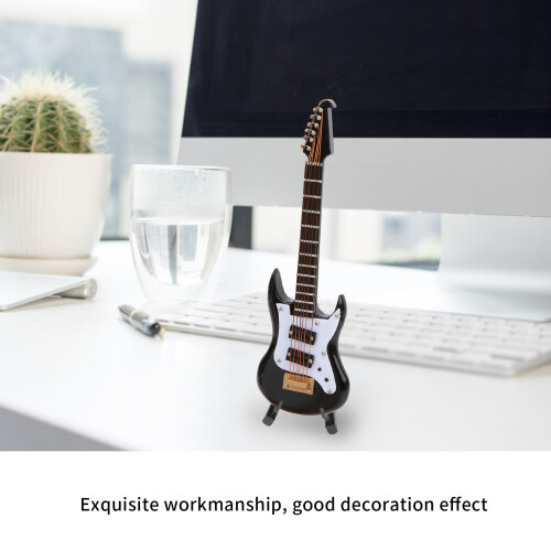 Miniatura di chitarra da scrivania con supporto - Nero 2