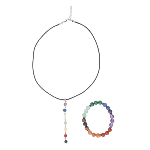 Ensemble collier et bracelet en cristal, cordon élastique 1