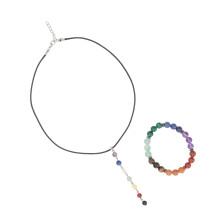 Kristallstein Halskette Armband Set Männer Frauen Natur Schmuck Elastisches Schnurarmband