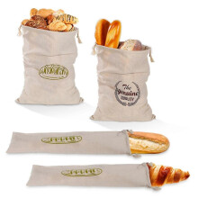 4 Pcs/set Linen Bread Bags Extra Large Natural Unbleached Bread Bags Reusable Drawstring Bag for TW