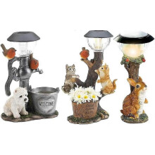(C) Led Solar Light Little Animal Sculpture Resin Statue Lamp Garden Ornament Tw