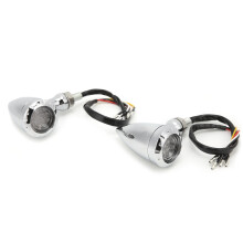 2 Stück Motorrad-LED-Blinker im Retro-Design, gelbe und rote Lichter, verchromtes Gehäuse, universell