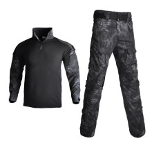 (Black python pattern, 4XL/42) Tactical Military G3 Shirt&Pants Suits Combat Uniform Multi-Camo Special Forces