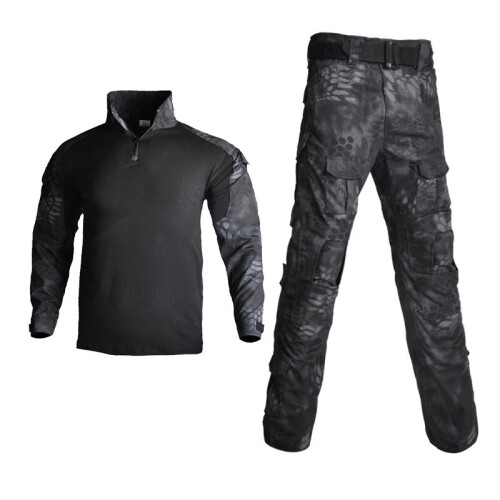 (Black python pattern, 4XL/42) Tactical Military G3 Shirt&Pants Suits Combat Uniform Multi-Camo Special Forces
