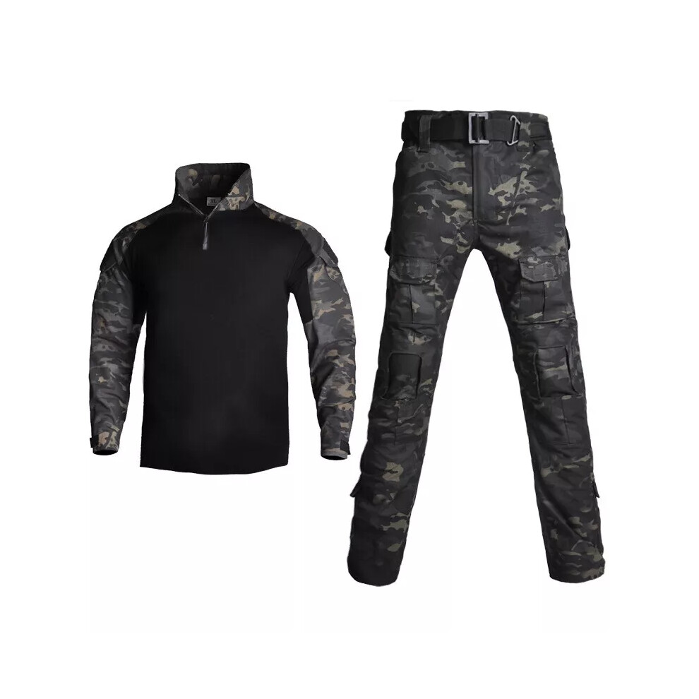 (Dark Night Camouflage, S/30) Tactical Military G3 Shirt&Pants Suits Combat Uniform Multi-Camo Special Forces