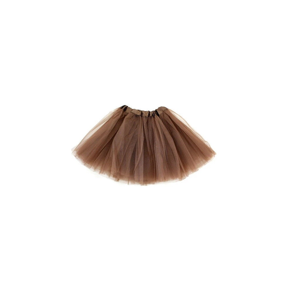 (, Kids Size 30Cm) Kids Girls Ladies 3 Layers High Quality Tutu Skirt Halloween Fancy Dress Party Brown