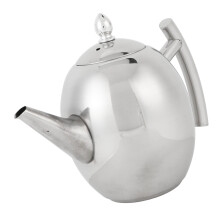 Edelstahl-Teekanne mit Deckel und Filtersieb, gebogener Griff, Teekessel für Zuhause, Restaurant, Hotel 1,0L/1000ml