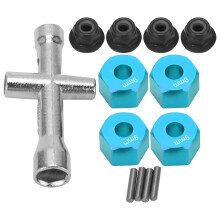 12mm Radkreuzmutteradapter, 9mm dick, M4-Flansch-Sicherungen, Kreuzschlüssel-Set für 1/10 RC Auto, Blau