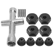 12 mm Rad 5 mm Dicke Sechskant-Adapter Kreuzschlüssel M4 Rutschfeste Muttern Set für 1/10 RC Auto (Schwarz)