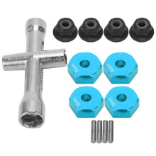 12mm Rad 5mm Dicke Sechskantadapter Quernussenschlüssel M4 Rutschfeste Mutter Set für 1/10 RC Auto (Blau)