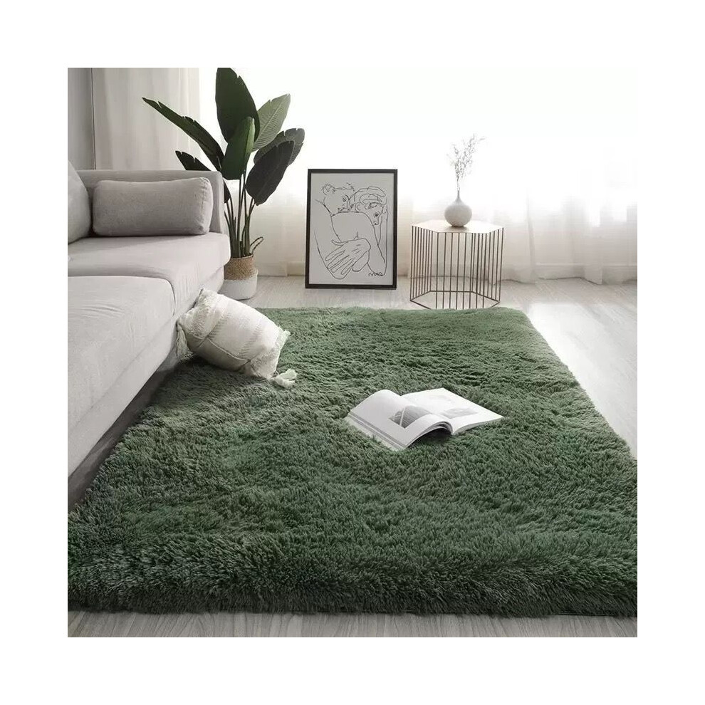 (Dark green, 150*200cm) Gradient tie-dyed plush carpet, bedside blanket for the living room and bedroom, and thickened carpet covering the bay window
