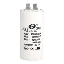 Capacitor 40uf 450v AC dual plug 50/60hz cylinder 94x45mm white for air compressor water pump motor