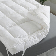 (White, Small Double (122 x 190cm)) 10cm Thick Grey & White Quilted Mattress Topper with Strong Elastic Bands - Premium Hollow Fiber Filling - Extra Filled 4 Inch Deep - All Si