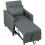 Homcom (Grey) HOMCOM Convertible Single Chair Bed with Upholstered Fabric 9