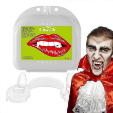 Retractable Vampire Teeth Dentures for Halloween Cosplay Adjustable Fake Fangs for Kids Adults