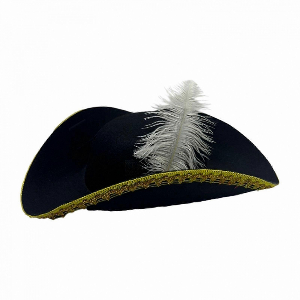 Kids Pirate Party Caps for Pretend Play, Cosplay Pirate Hats with Feather for Adults, Teens, and Children's White Costume AccessoriesBlack-image-OPC-PJRWV78-NEW