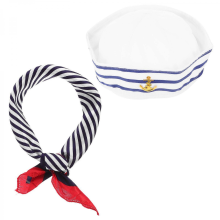 1 Set Nautical Sailor Cap Hat Scarf Costume Accessory Photo Prop 20x20x9cm