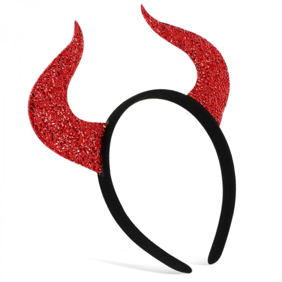 Unisex Halloween Horn Headband 2Pcs Fabric Demon Hair Cosplay Accessory 19.80X17.00x1.40cm