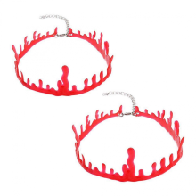 Scary Blood Necklace Halloween Costume Chain 6Pcs Red Set Size 2