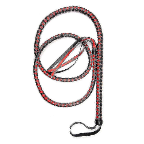 74.8 Inch Red Black Cosplay Leather Whip Accessory