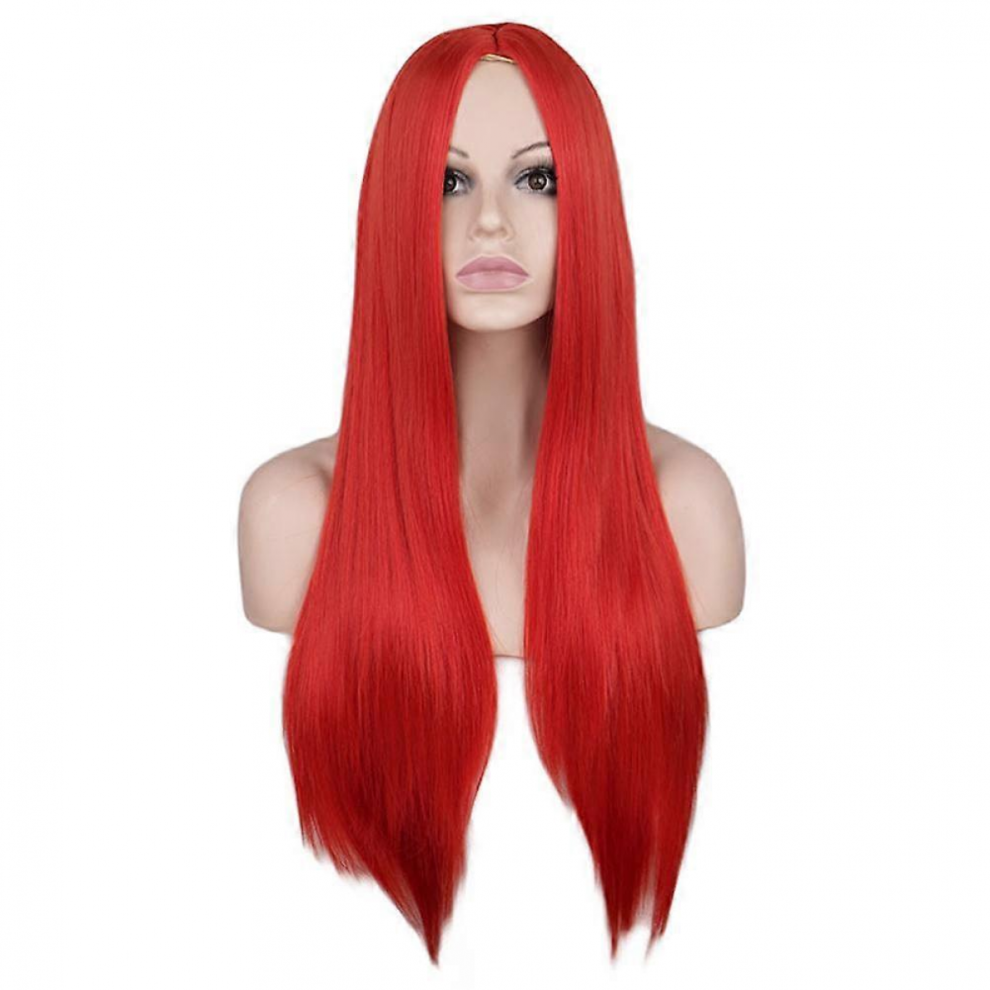 Unisex Red Ladies Long Fancy Blonde Hippy Wig With Parting