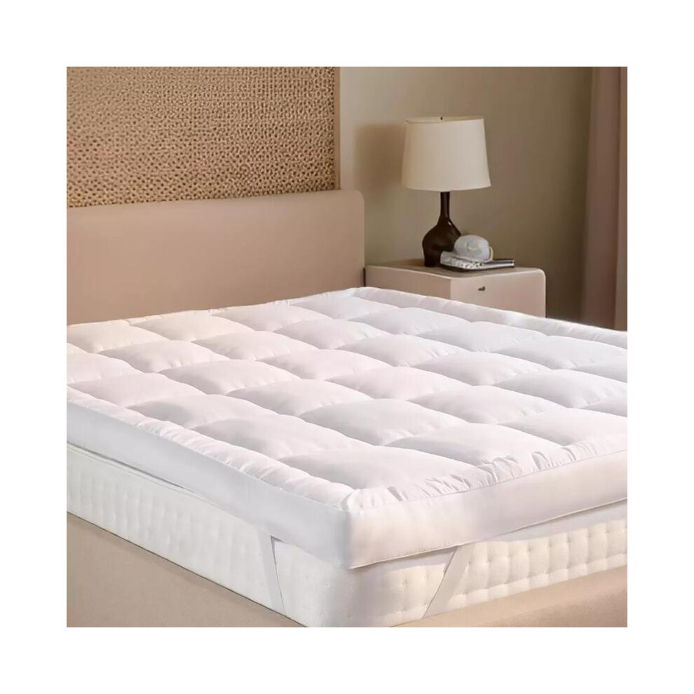 (SUPERKING) Extra Thick Mattress Topper 10cm Deep Hotel Quality Thickness With Elasticized CornersSoft & Comfy Box Stitched Hotel Quality Breathable N