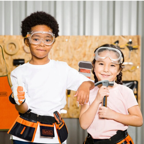 Black+Decker Kids 3 Piece Tool Set Screwdriver Hammer & Goggles Play 1