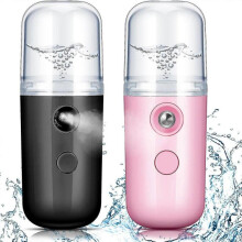 2 Pieces Nano Facial Mister Mini Face Humidifier Portable Facial Sprayer (Black and Pink) Tw
