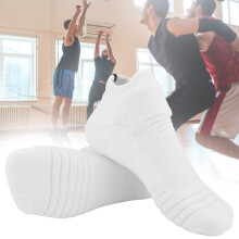 Herren Basketball Sportsocken Schweißabsorbierend Atmungsaktiv Kurze Röhrchen Socken Dicke Handtuchsohle Weiß