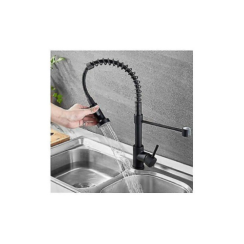 Kitchen mixer tap Matte black kitchen faucet with pull-out sprayer black Tw 1