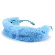 (Blue Velvet) Personality Plush Sunglasses Creative Outdoor Protective Sunglasses For Birthday Party Decoration Photo Prop Tw