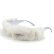 (White Velvet) Personality Plush Sunglasses Creative Outdoor Protective Sunglasses For Birthday Party Decoration Photo Prop Tw