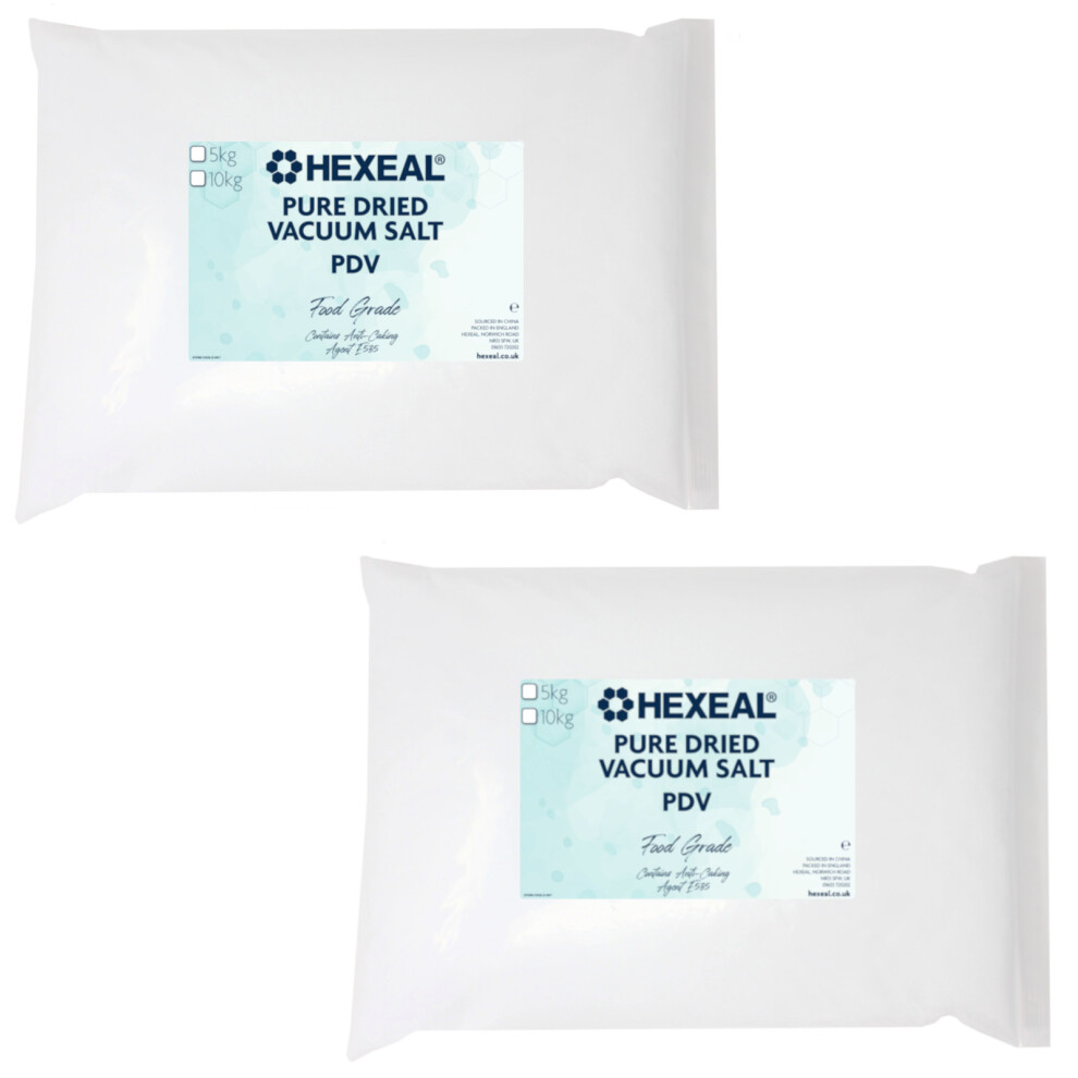 Hexeal Pdv Salt 10Kg - 2 X 5Kg Bags Of Food Grade Salt For Cooking And Water Softening