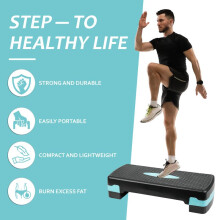 (BLUE) Aerobic Stepper Yoga Step Board Gym Fitness Exercise Cardio Adjustable Blocks