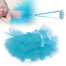 Baby-Mädchen Fotografie-Requisite Fluffiger Rock Haarband Baby-Fotografie-Accessoires Blau