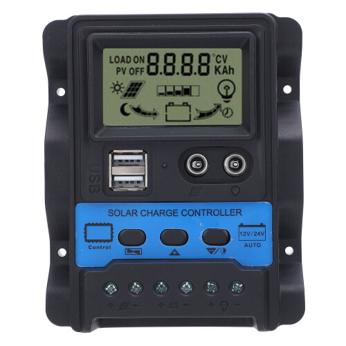 12V/24V PWM régulateur de charge solaire 30 A LCD USB 1
