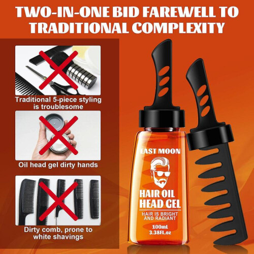 Hair Setting Gel with Dip Comb Men Care Styling Wax Solution 100ml Tw 2